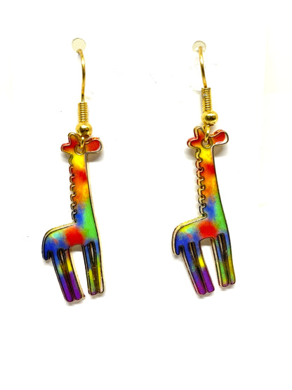 Giraffe Earrings, Stylish Giraffe Earrings, Colorful Giraffe Earrings, Giraffe Jewelry, Wildlife Themed Jewelry, Gift for Her, Christmas