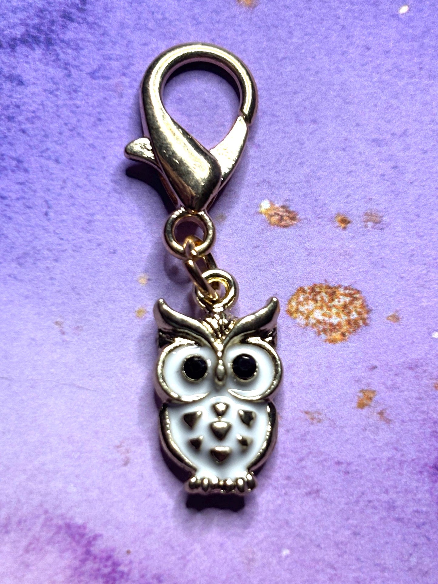 Colorful Owl Purse Charm Enamel Owl Bag Charm Cute Owl Keychain Zipper Pull Colorful Owl Gift Gold Lobster Clasp Woodland Creature gift