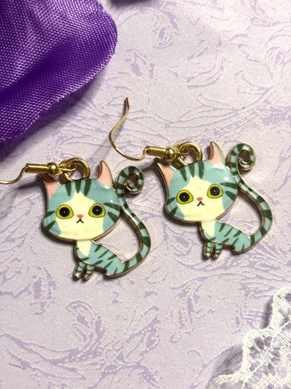 Cute Cat Earrings Enamel Cat Jewelry Silver Plated Lightweight Hypoallergenic Hooks Adorable Gift for Cat Lovers in Fun Color Options