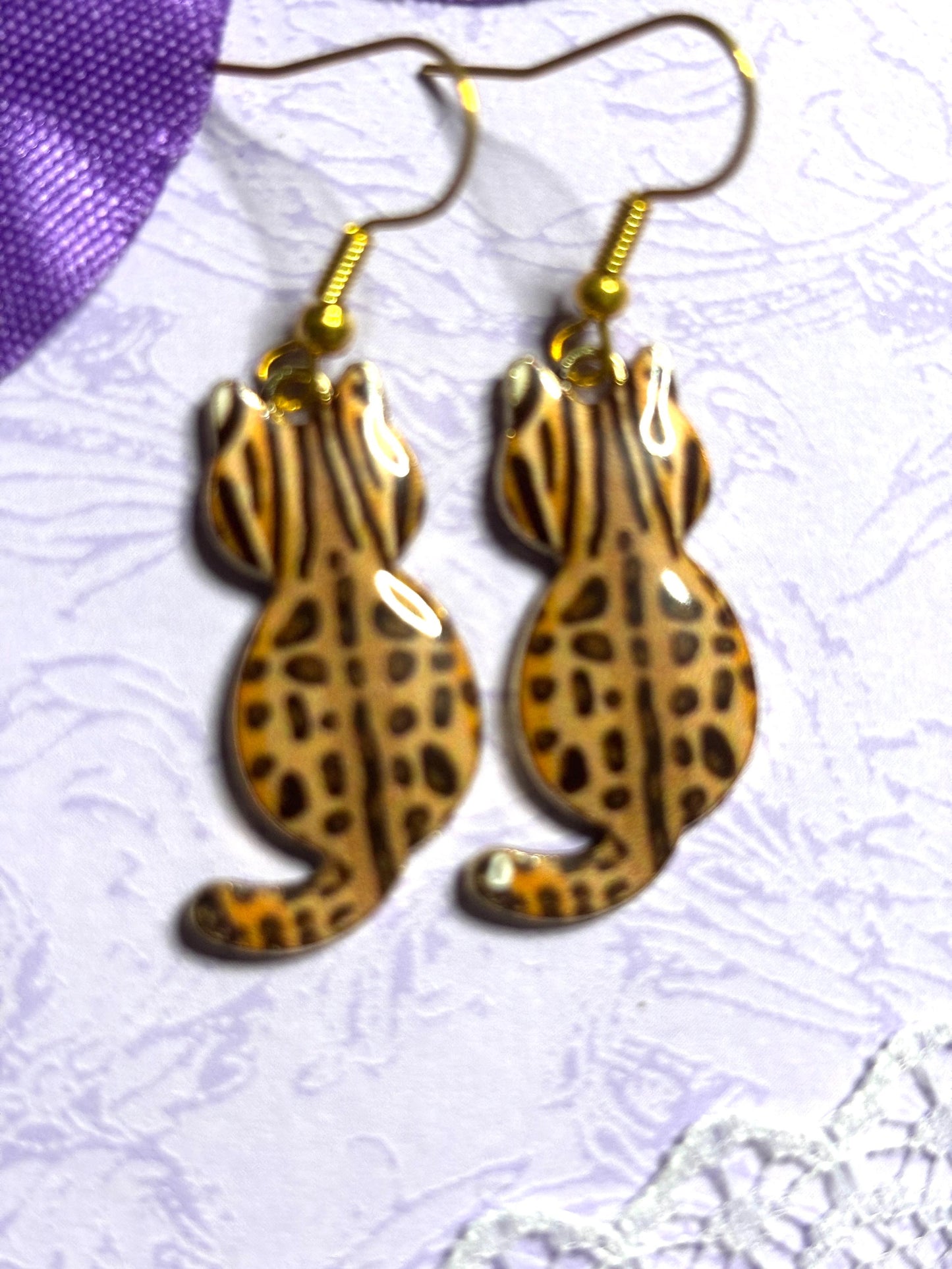 Floral Cat Earrings Enamel Cat Jewelry Gold Plated Lightweight Hypoallergenic Hooks Cute Cat Lover Gift in Floral and Animal Breed Styles