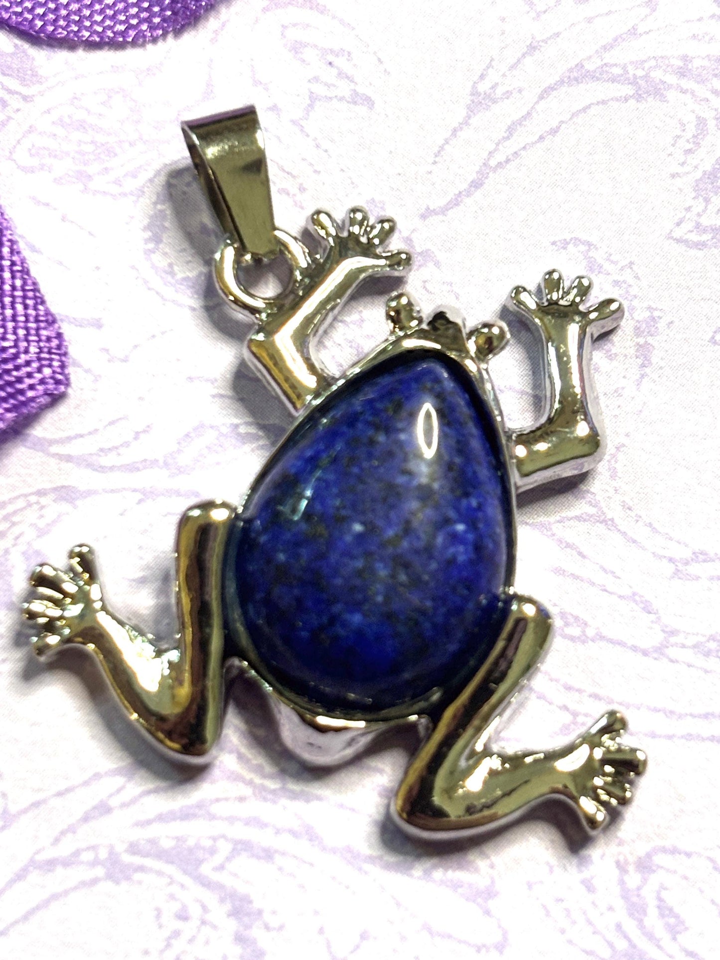 Natural Stone Frog Pendant Necklaces with Silver Accents and 925 Silver Chain in Six Gemstone Color Options Nature Lover Jewelry