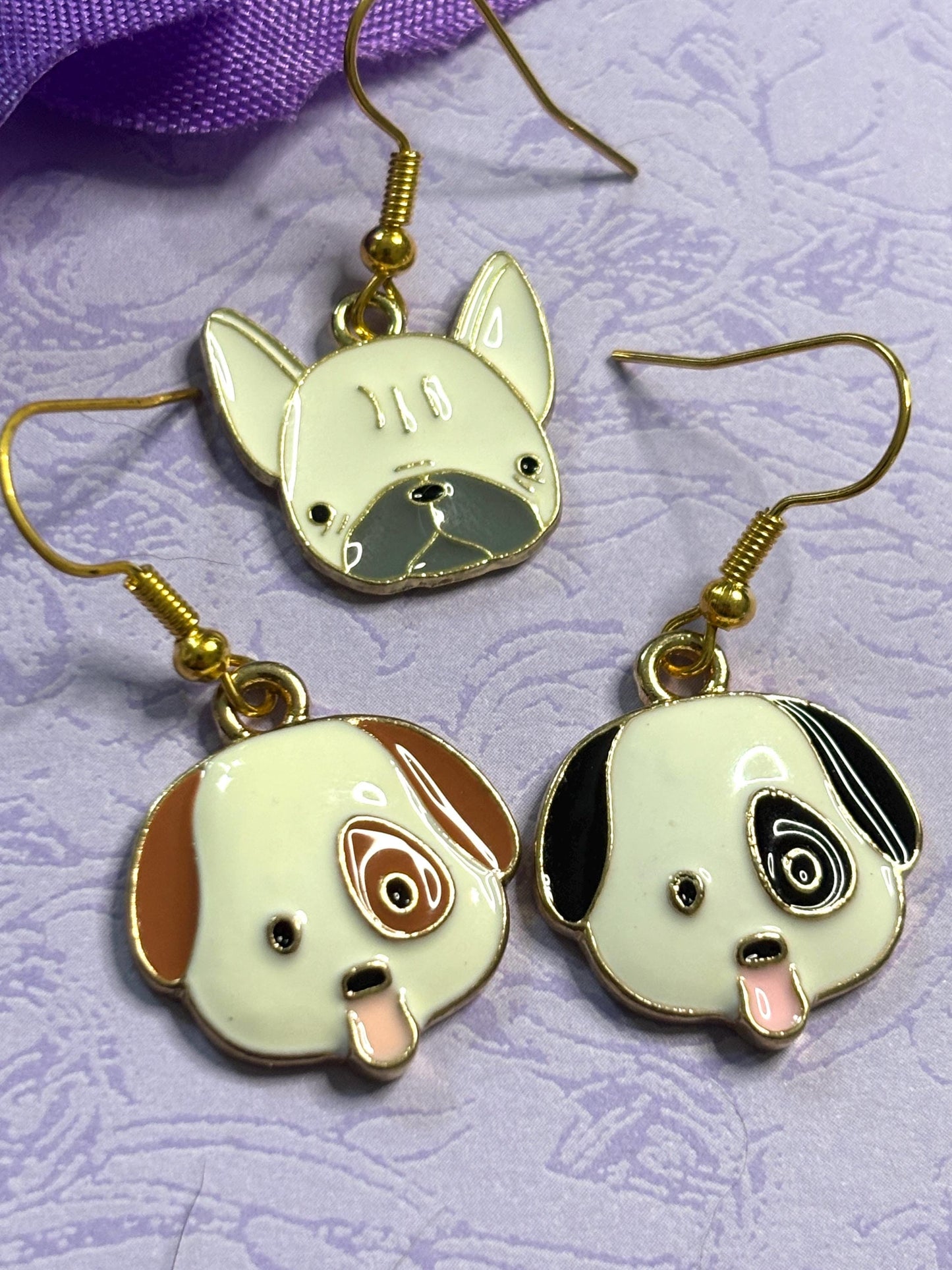 Puppy Dog Earrings with Vivid Enamel Colors Gold Plated Backs and Hypoallergenic Hooks Cute Gift for Dog Lovers and Pet Moms