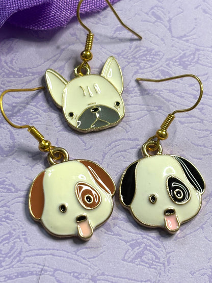 Puppy Dog Earrings with Vivid Enamel Colors Gold Plated Backs and Hypoallergenic Hooks Cute Gift for Dog Lovers and Pet Moms