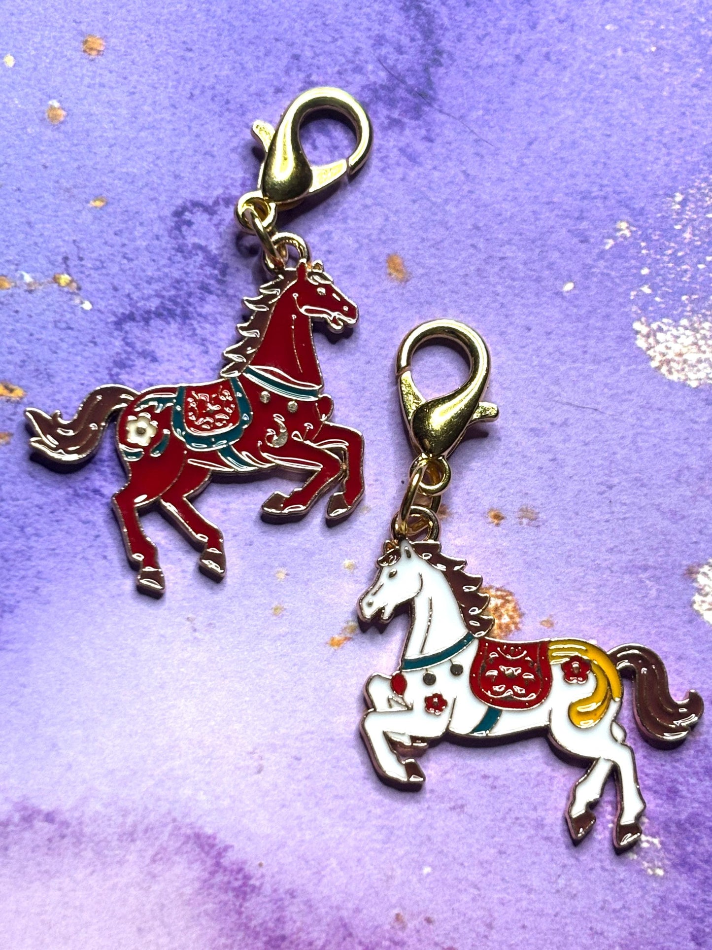 Horse Purse Charm Enamel Horse Bag Charm Equestrian Keychain Zipper Pull Colorful Horse Gift Gold Lobster Clasp Equine Gift