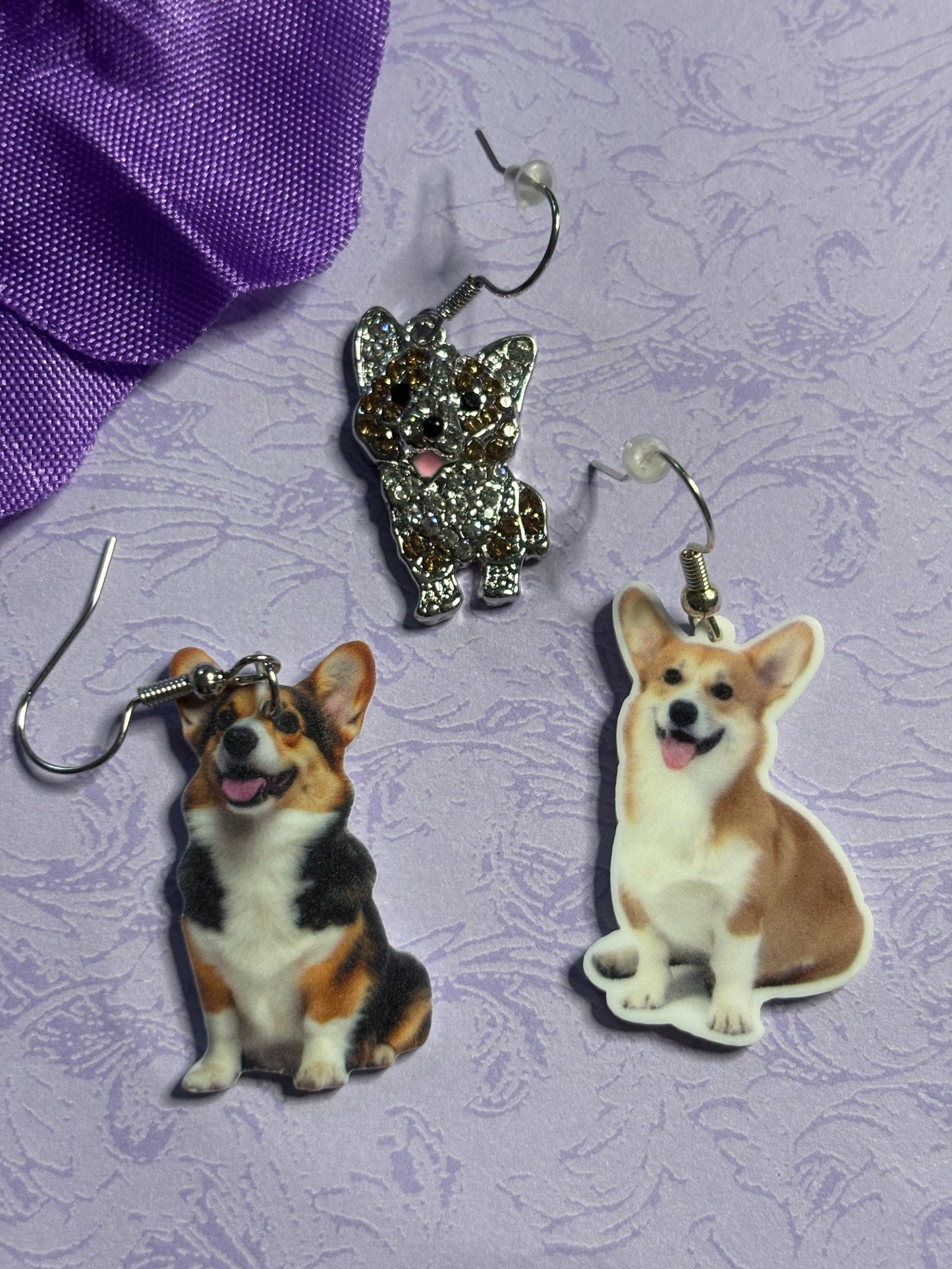 Corgi Earrings Dog Lover Jewelry Three Styles Available Laser Cut Acrylic and Rhinestone Design Hypoallergenic Hooks Gift for Pet Moms