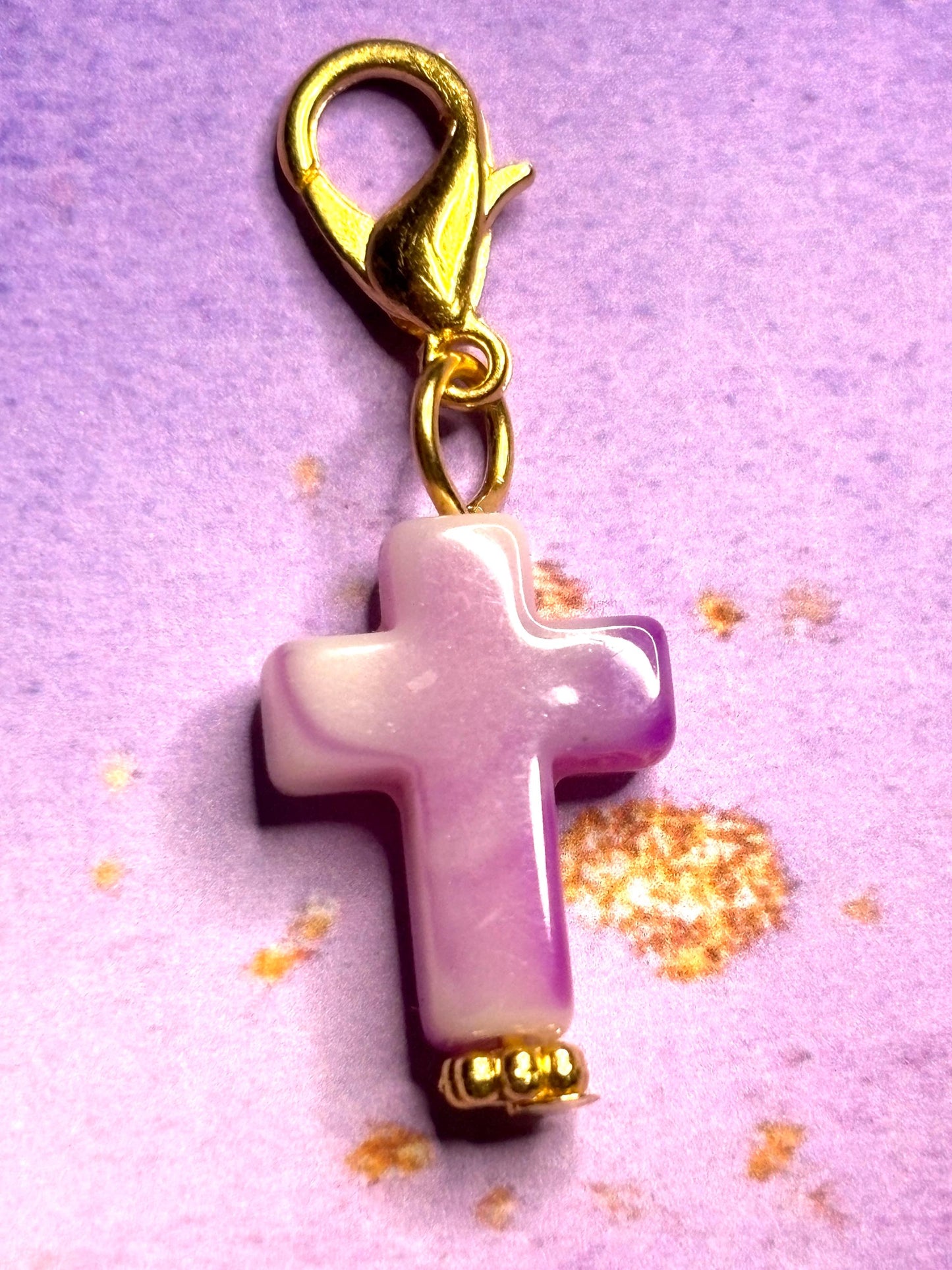 Cross Purse Charm Gemstone Cross Bag Charm Religious Keychain Zipper Pull Colorful Faith Gift Spiritual Accessory Christian gift for her