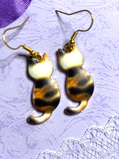 Floral Cat Earrings Enamel Cat Jewelry Gold Plated Lightweight Hypoallergenic Hooks Cute Cat Lover Gift in Floral and Animal Breed Styles
