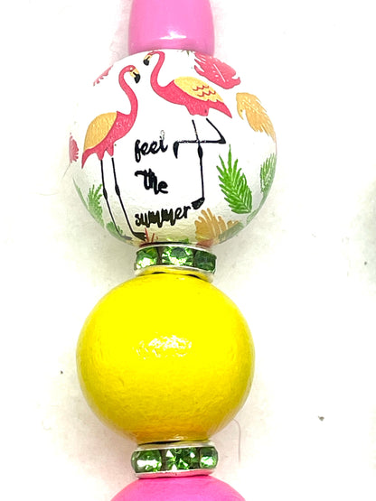 Flamingo Beaded Pens, Fun Flamingo Pens, Flamingo Lover's Pens, Free Refills, Black Ink, My Katz Designs