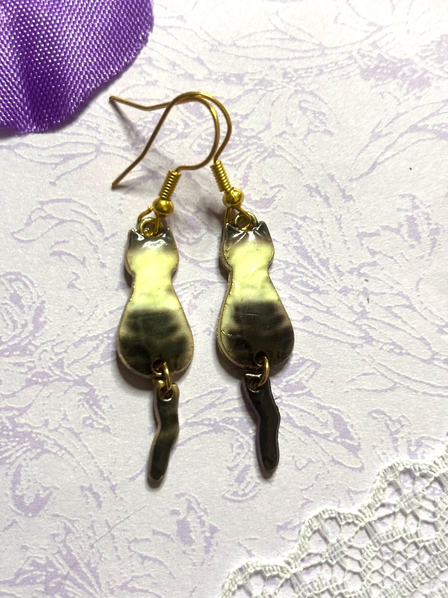 Silhouette Cat Earrings Enamel Cat Jewelry Gold Plated Lightweight Hypoallergenic Hooks Cute Gift for Cat Lovers in Multiple Colors