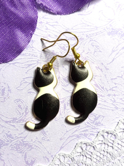 Floral Cat Earrings Enamel Cat Jewelry Gold Plated Lightweight Hypoallergenic Hooks Cute Cat Lover Gift in Floral and Animal Breed Styles