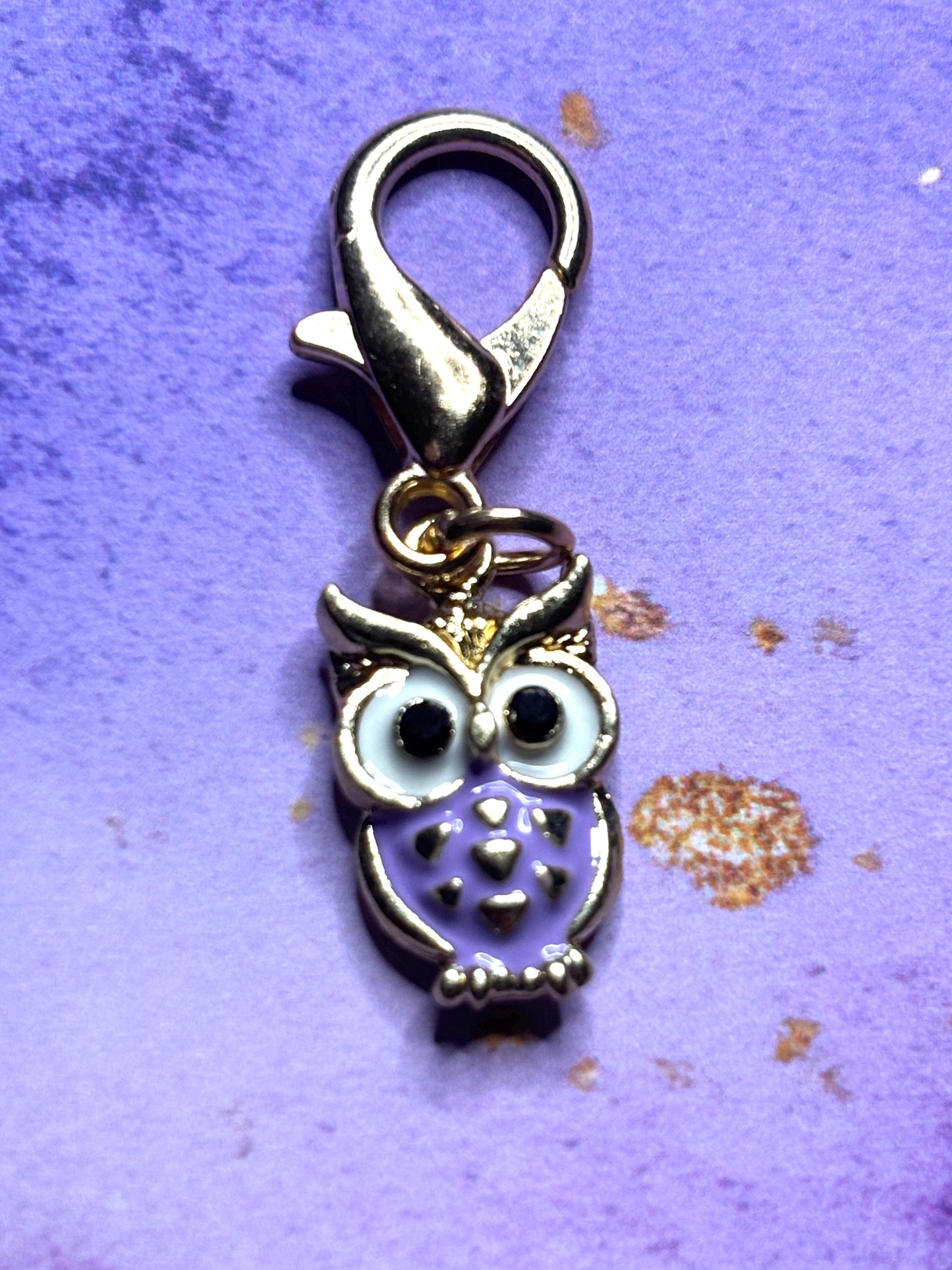 Colorful Owl Purse Charm Enamel Owl Bag Charm Cute Owl Keychain Zipper Pull Colorful Owl Gift Gold Lobster Clasp Woodland Creature gift
