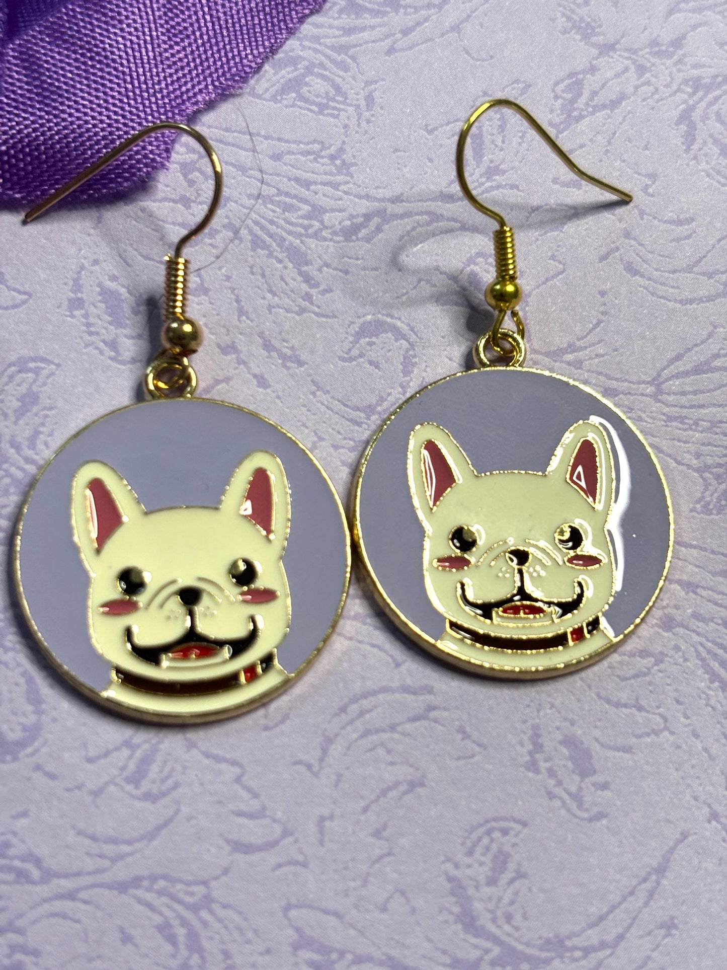Round Dog Earrings with Vivid Enamel Colors Gold Plated Backs and Hypoallergenic Hooks Featuring Huskies Poodles Doodles and More