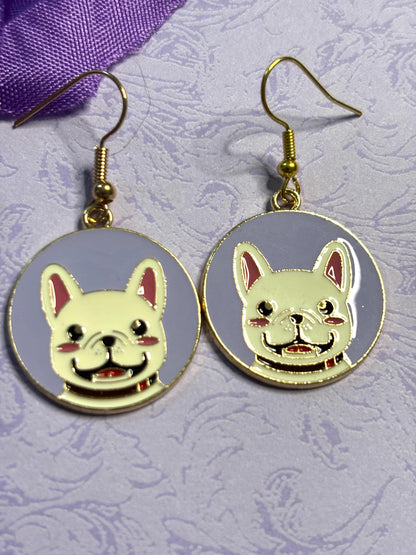 Round Dog Earrings with Vivid Enamel Colors Gold Plated Backs and Hypoallergenic Hooks Featuring Huskies Poodles Doodles and More