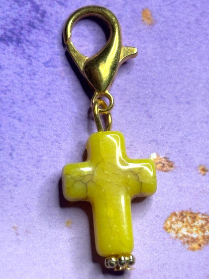 Cross Purse Charm Gemstone Cross Bag Charm Religious Keychain Zipper Pull Colorful Faith Gift Spiritual Accessory Christian gift for her