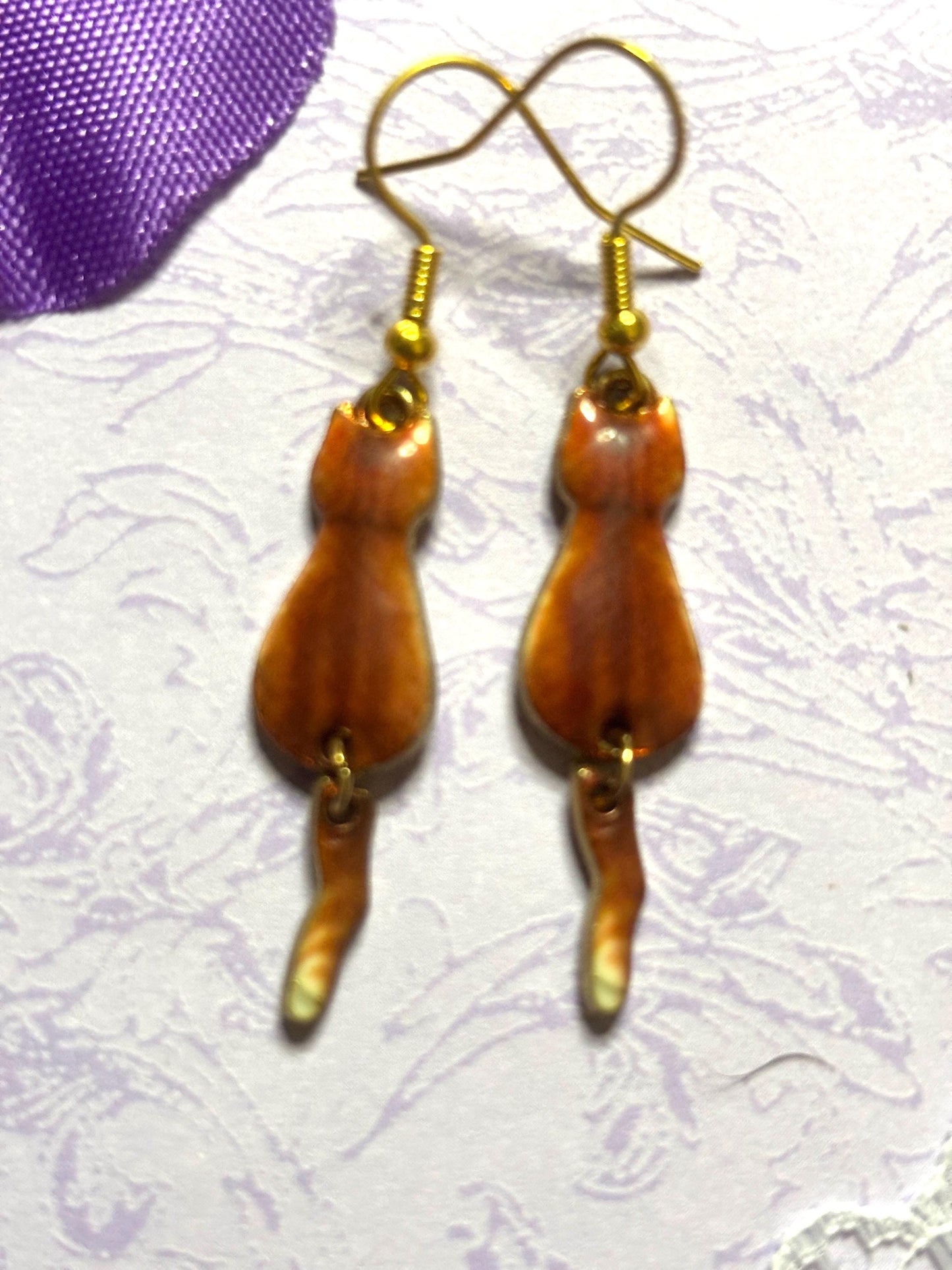 Silhouette Cat Earrings Enamel Cat Jewelry Gold Plated Lightweight Hypoallergenic Hooks Cute Gift for Cat Lovers in Multiple Colors