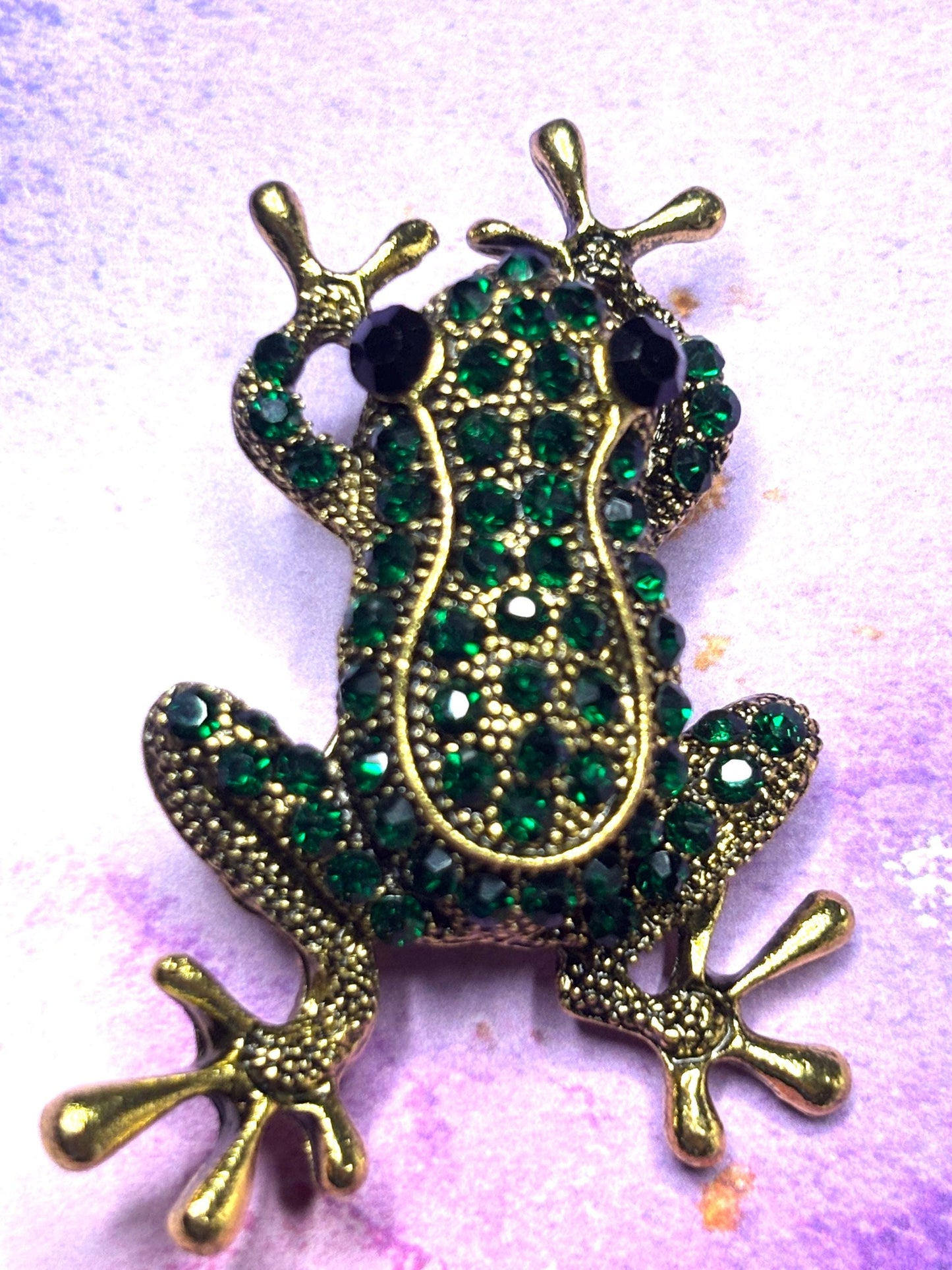 Rhinestone Frog Broaches Pins Sparkling Frog Jewelry Colorful Black and Green Gem Frog Broach Cute Animal Pins for Women