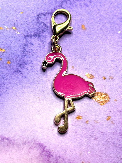 Pink Flamingo Purse Charm Enamel Flamingo Bag Charm Cute Flamingo Keychain Zipper Pull Colorful Bird Gift Gold Lobster Clasp Marine Life