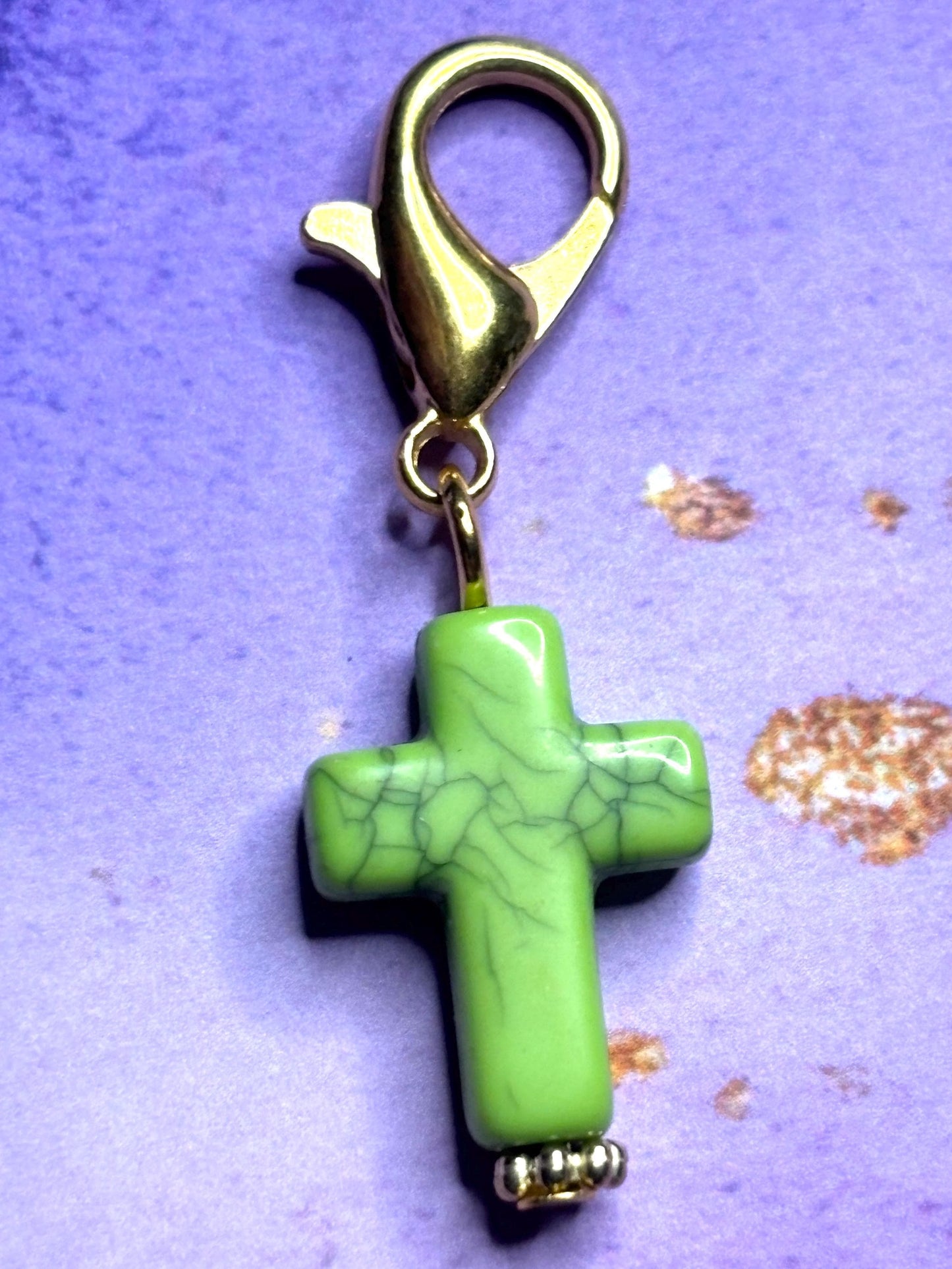 Cross Purse Charm Gemstone Cross Bag Charm Religious Keychain Zipper Pull Colorful Faith Gift Spiritual Accessory Christian gift for her