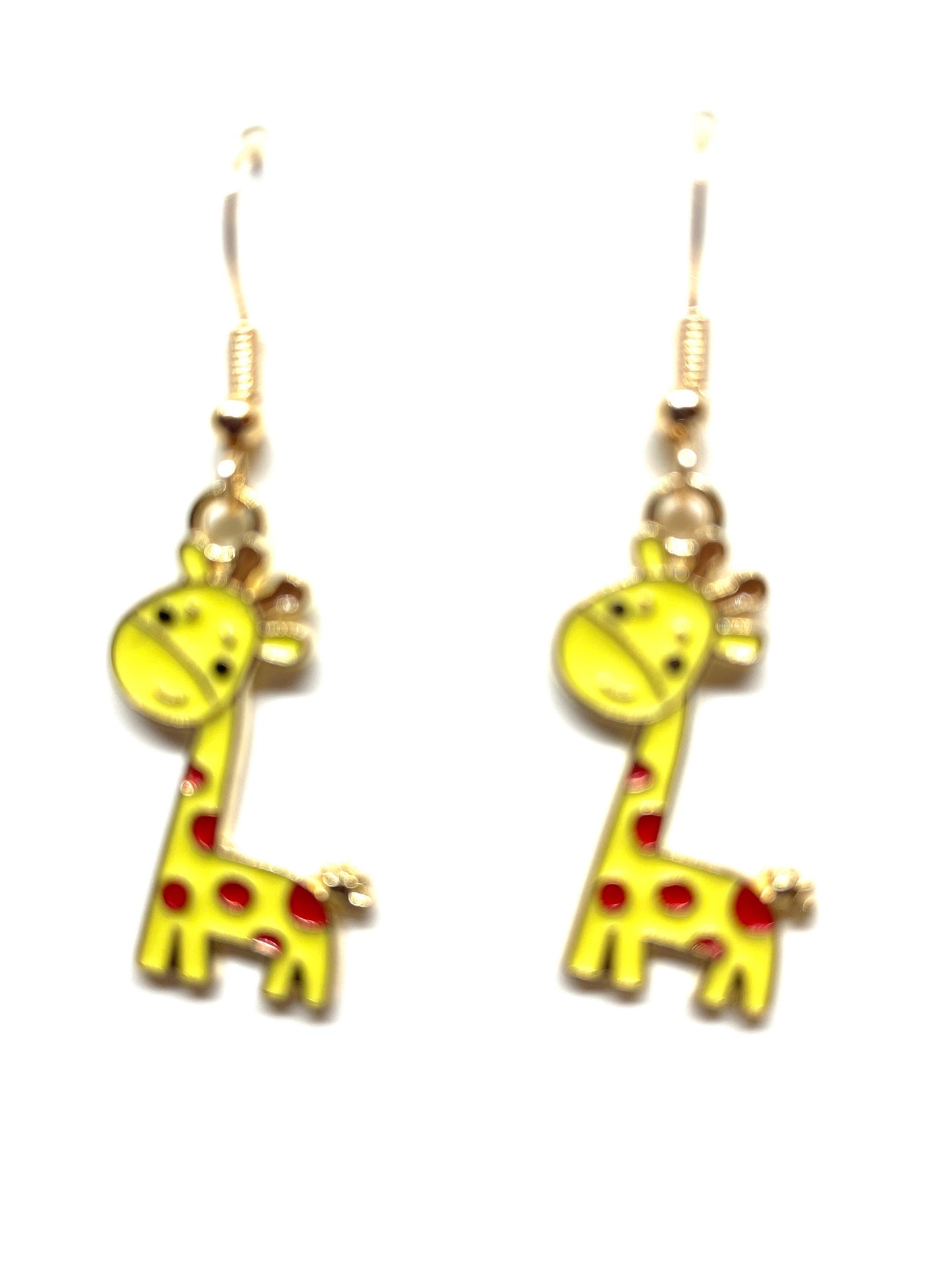 Colorful Giraffe Earrings, Giraffe Earrings, Animal Earrings, Giraffe Jewelry, Animal Lovers Jewelry, Enamel and Gold Giraffe Earrings