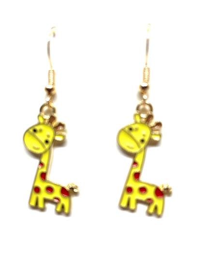Colorful Giraffe Earrings, Giraffe Earrings, Animal Earrings, Giraffe Jewelry, Animal Lovers Jewelry, Enamel and Gold Giraffe Earrings