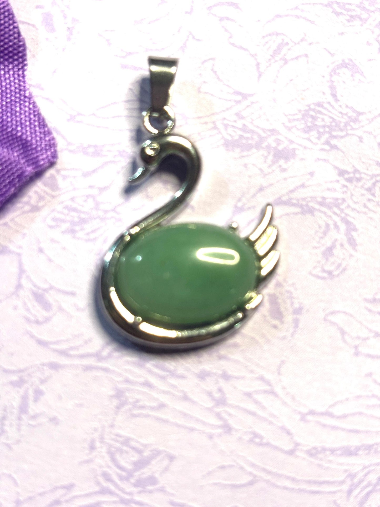 Natural Stone Swan Pendant Necklace Silver Swan Jewelry Real Gemstone Pendant on 925 Silver Chain Elegant Animal Lover Gift for Her
