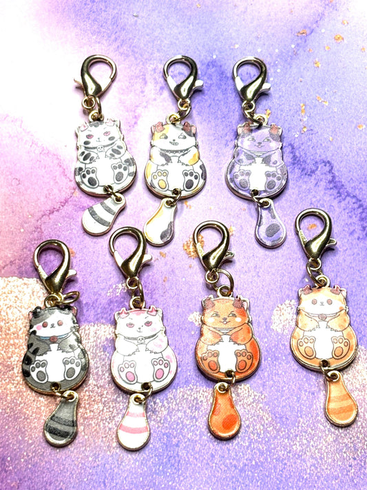 Swinging Tail Cats Purse Charms Bag Charms Keychain Charms Zipper Pulls Colorful Cat Accessories Gift for Cat Lovers Feline Lovers