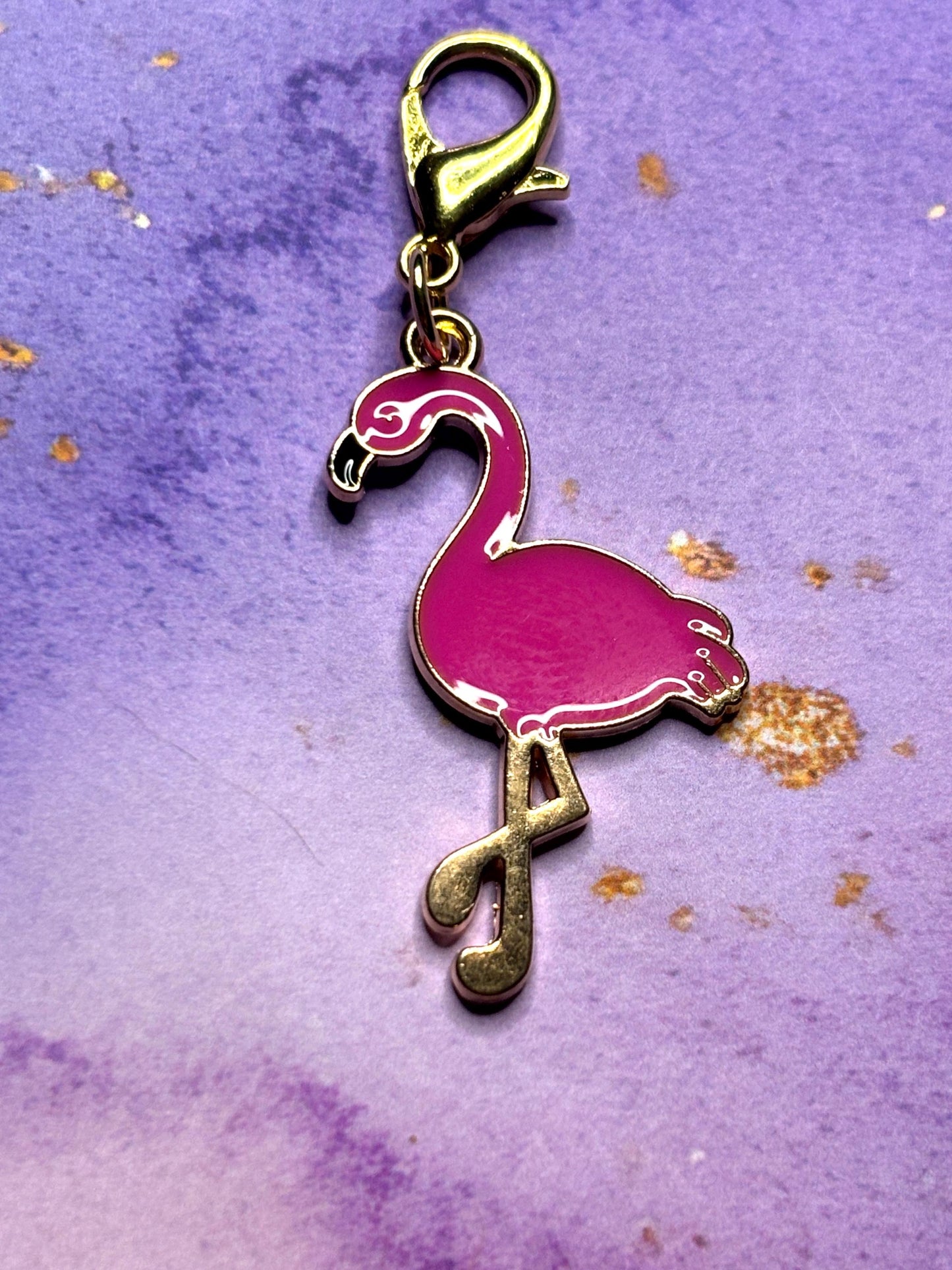 Pink Flamingo Purse Charm Enamel Flamingo Bag Charm Cute Flamingo Keychain Zipper Pull Colorful Bird Gift Gold Lobster Clasp Marine Life