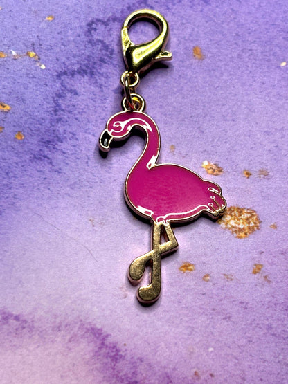 Pink Flamingo Purse Charm Enamel Flamingo Bag Charm Cute Flamingo Keychain Zipper Pull Colorful Bird Gift Gold Lobster Clasp Marine Life