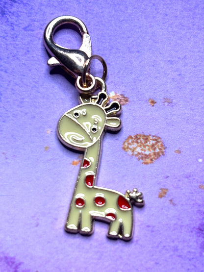 Colorful Giraffe Purse Charm Enamel Giraffe Bag Charm Cute Giraffe Keychain Zipper Pull Colorful Giraffe Gift Silver Lobster Clasp WildLife