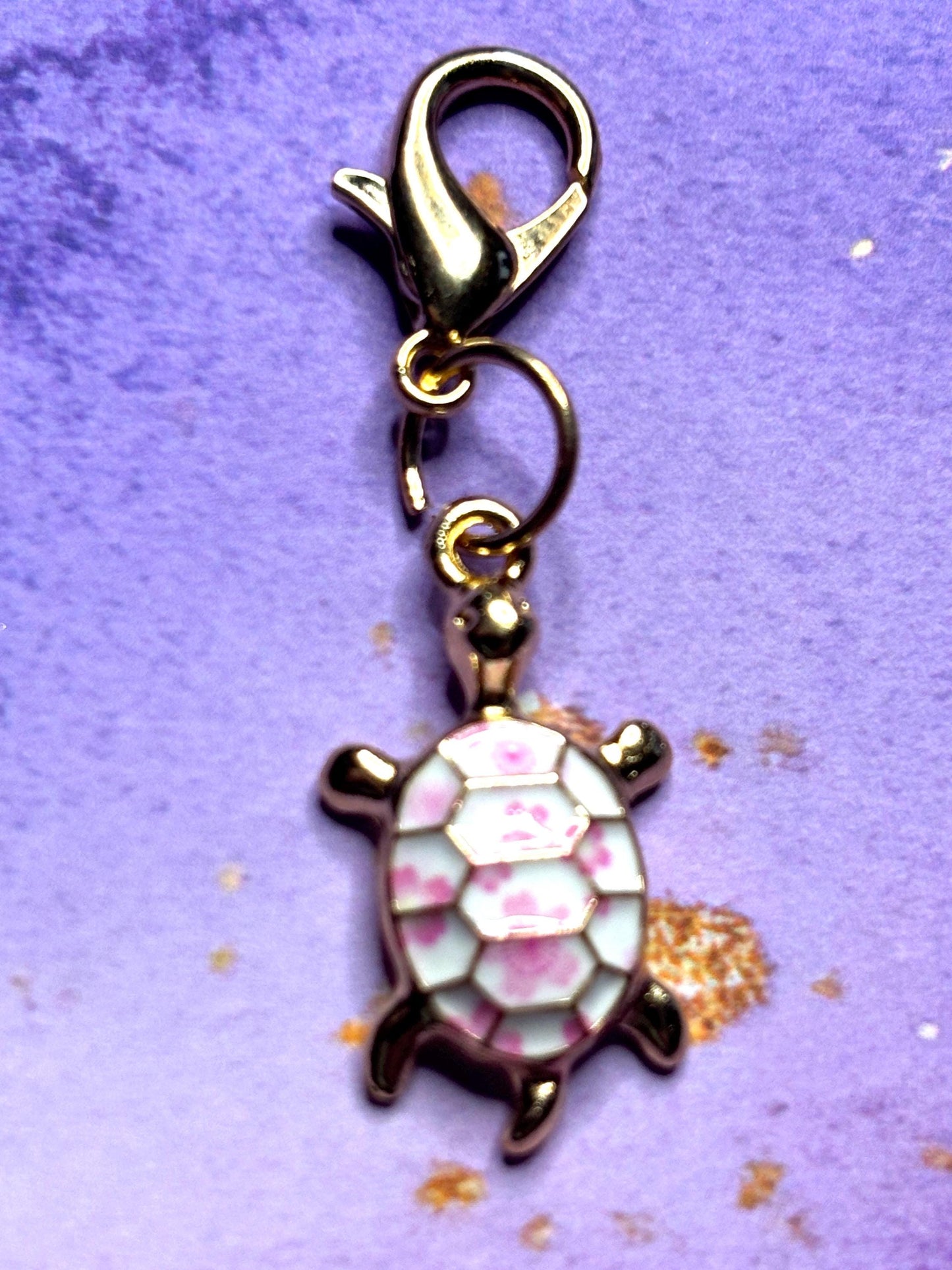 Colorful Turtle Purse Charm Enamel Turtle Bag Charm Cute Turtle Keychain Zipper Pull Colorful Turtle Gift Gold Lobster Clasp Marine Life