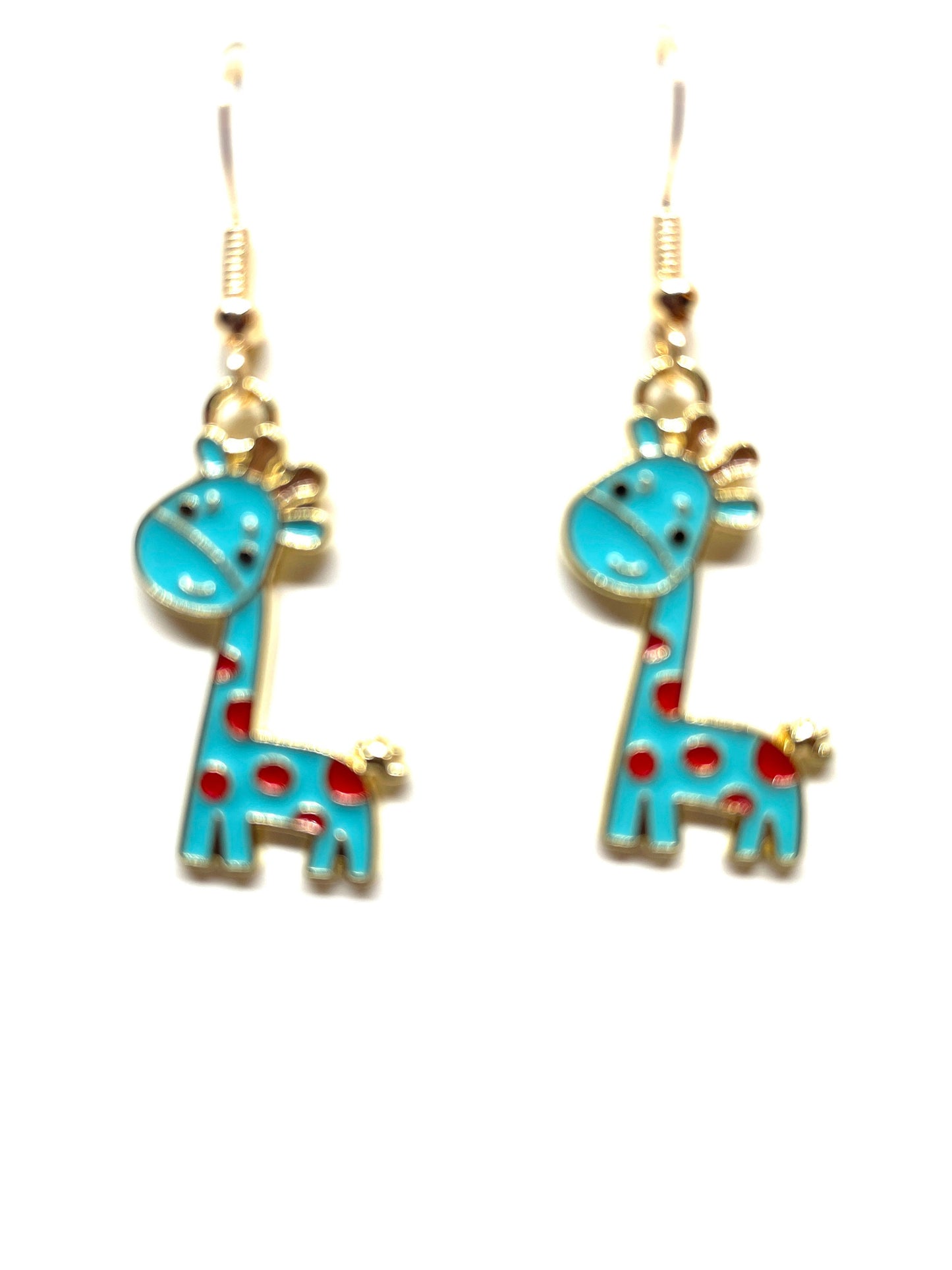 Colorful Giraffe Earrings, Giraffe Earrings, Animal Earrings, Giraffe Jewelry, Animal Lovers Jewelry, Enamel and Gold Giraffe Earrings