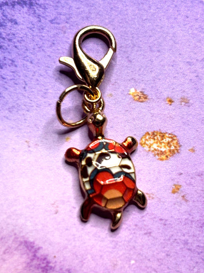 Colorful Turtle Purse Charm Enamel Turtle Bag Charm Cute Turtle Keychain Zipper Pull Colorful Turtle Gift Gold Lobster Clasp Marine Life