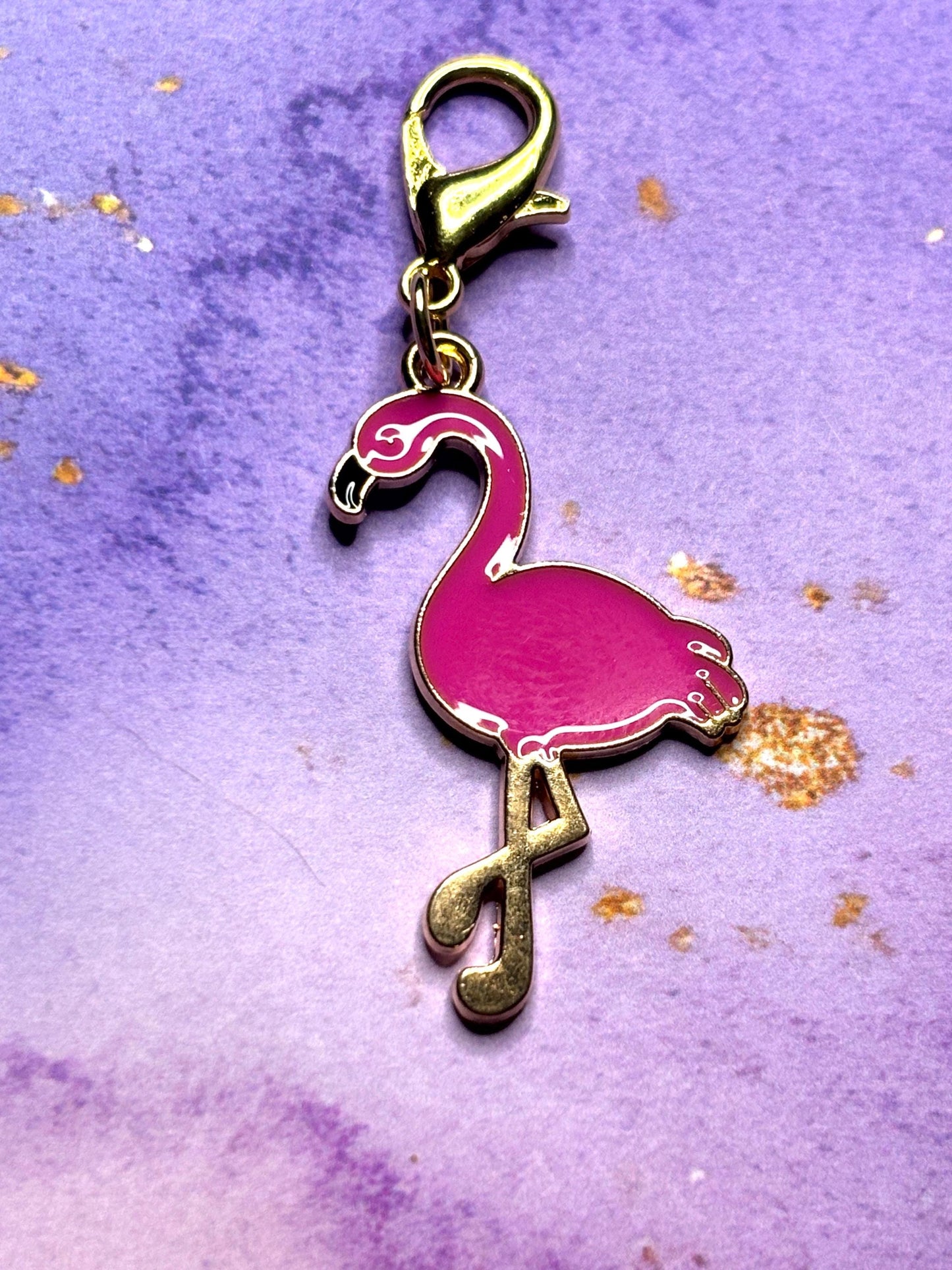 Pink Flamingo Purse Charm Enamel Flamingo Bag Charm Cute Flamingo Keychain Zipper Pull Colorful Bird Gift Gold Lobster Clasp Marine Life