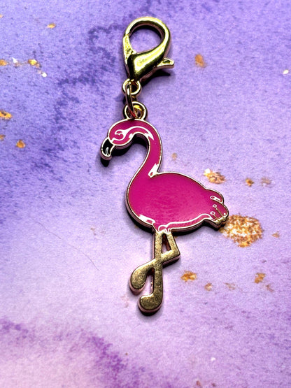 Pink Flamingo Purse Charm Enamel Flamingo Bag Charm Cute Flamingo Keychain Zipper Pull Colorful Bird Gift Gold Lobster Clasp Marine Life