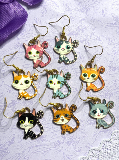 Cute Cat Earrings Enamel Cat Jewelry Silver Plated Lightweight Hypoallergenic Hooks Adorable Gift for Cat Lovers in Fun Color Options