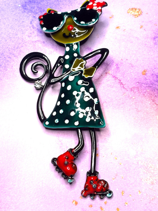 Unique Enamel Cat Broaches Pins Colorful Kitty Jewelry Artistic Cat Broach Fun Feline Accessory with 3 Distinct Enamel Style Options