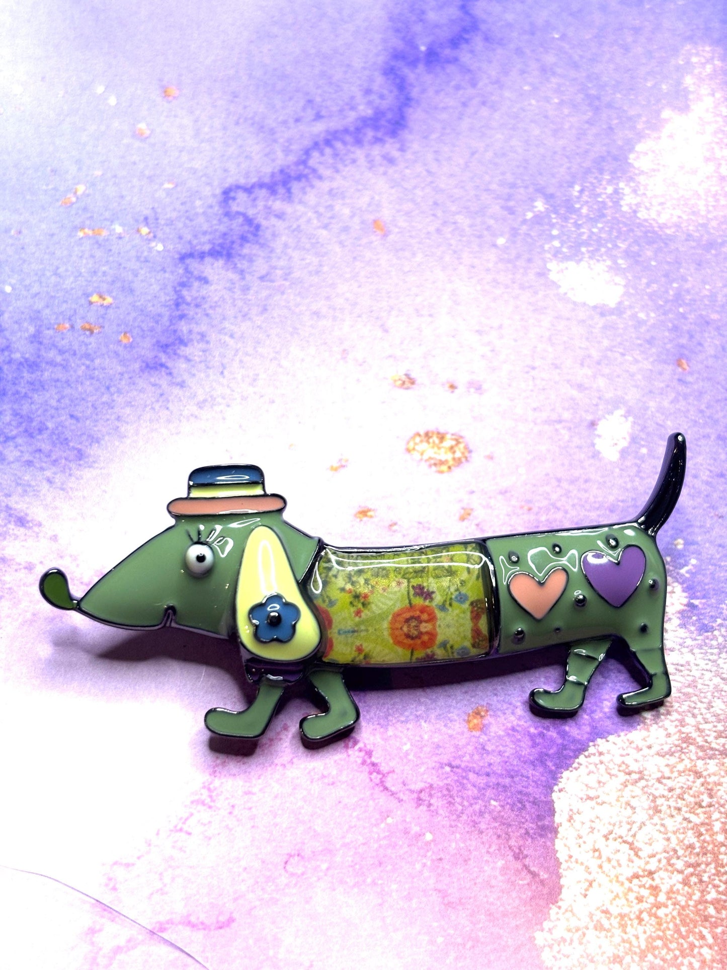 Cute Dachshund Broaches Pins Colorful Wiener Dog Jewelry Fun Green Red and Purple Dachshund Broach Adorable Dog Pins for Women
