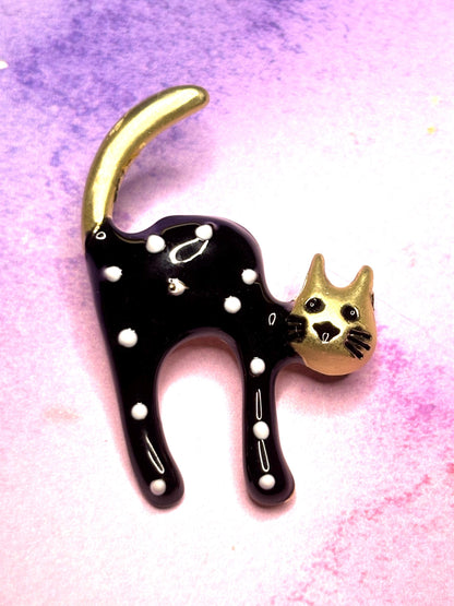 Polka Dot Cat Broaches Pins Colorful Cat Jewelry Cute Spotted Kitty Broach Fun Animal Accessory with 4 Unique Cat Styles for Women