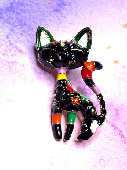 Fun Colorful Cat Broaches Pins Bright Kitty Jewelry Cute Multicolor Cat Broach Playful Animal Accessories with 5 Unique Cat Styles