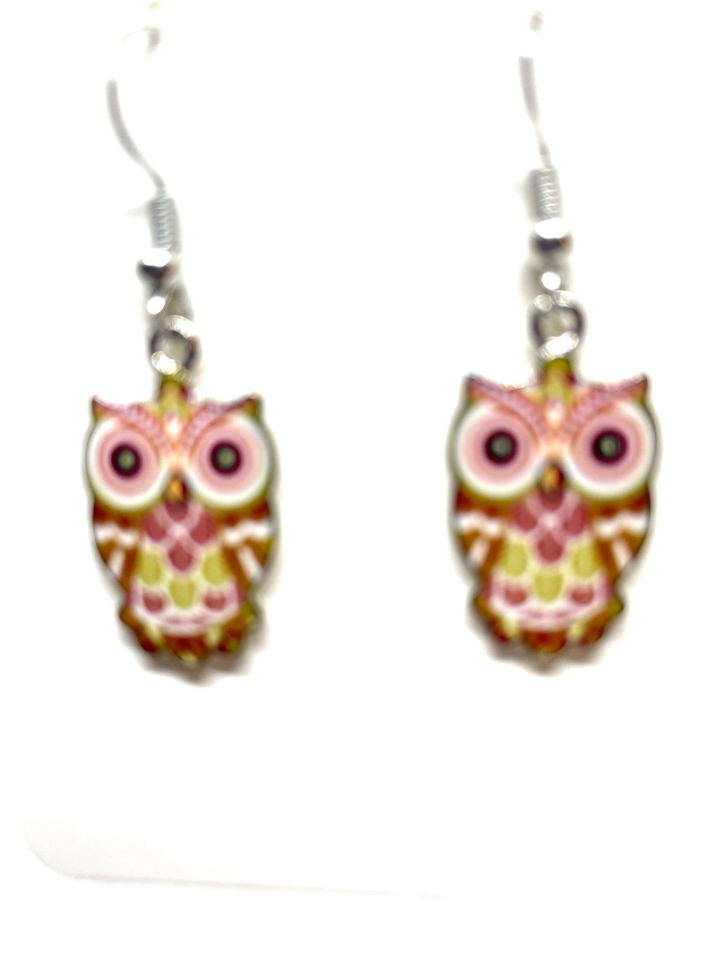 Colorful Owl Earrings, Owl Jewelry, Owl Charms, Animal Jewelry, Bird themed jewelry, Nature inspired jewelry, Enamel Owl Earrings