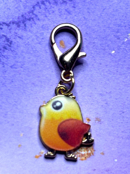 Little Chick Purse Charm Enamel Chick Bag Charm Cute Chick Keychain Zipper Pull Colorful Chick Gift Gold Lobster Clasp Chicken Lovers Farm
