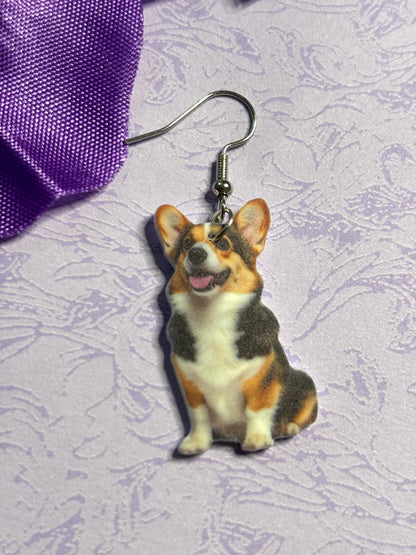 Corgi Earrings Dog Lover Jewelry Three Styles Available Laser Cut Acrylic and Rhinestone Design Hypoallergenic Hooks Gift for Pet Moms