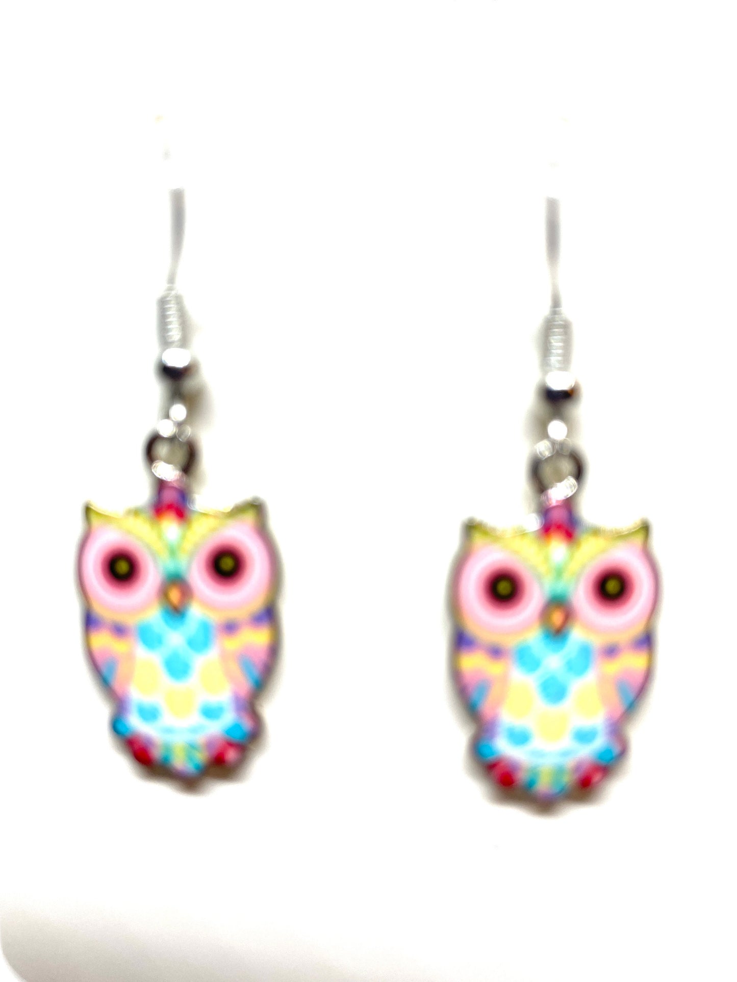 Colorful Owl Earrings, Owl Jewelry, Owl Charms, Animal Jewelry, Bird themed jewelry, Nature inspired jewelry, Enamel Owl Earrings