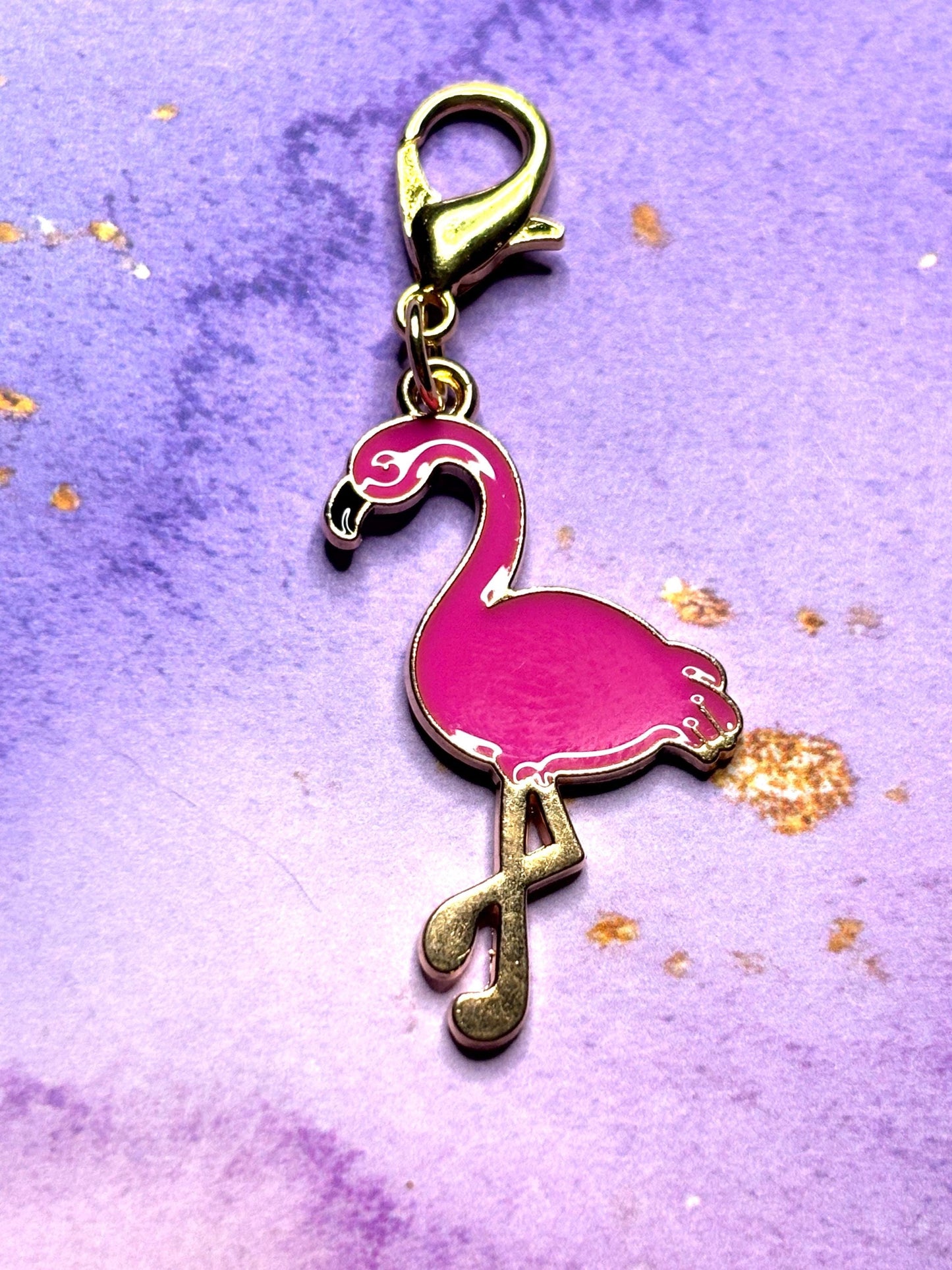 Pink Flamingo Purse Charm Enamel Flamingo Bag Charm Cute Flamingo Keychain Zipper Pull Colorful Bird Gift Gold Lobster Clasp Marine Life