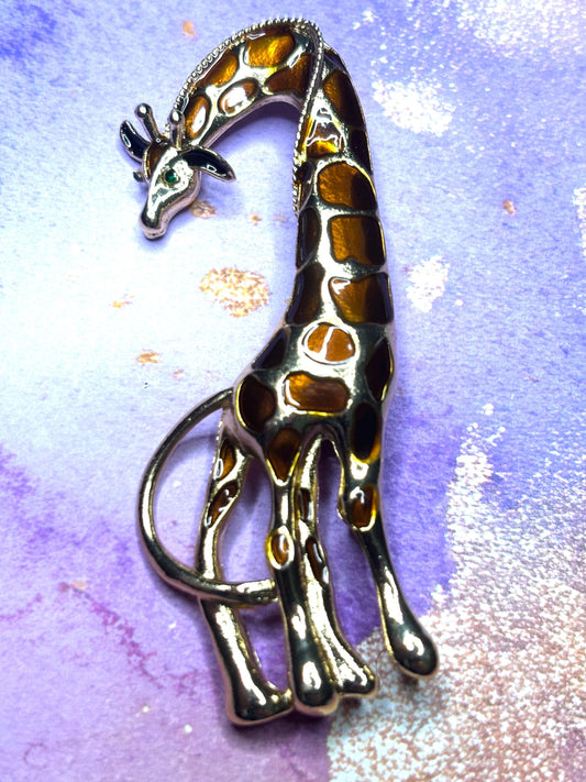 Striking Giraffe Broaches Pins Colorful Safari Jewelry Unique Beaded Giraffe Accessories Brown or Green Animal Broach for Women