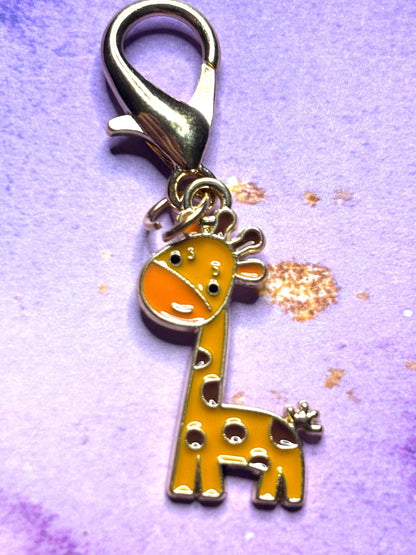 Colorful Giraffe Purse Charm Enamel Giraffe Bag Charm Cute Giraffe Keychain Zipper Pull Colorful Giraffe Gift Silver Lobster Clasp WildLife