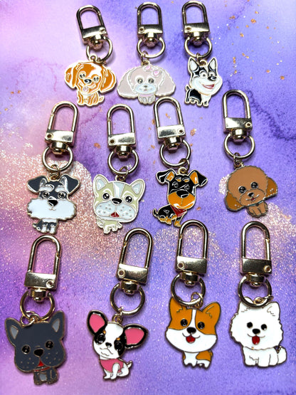 Cute Dog Purse Charms Bag Charms Keychain Charms Zipper Pulls Colorful Dog Accessories Gift for Dog Lovers