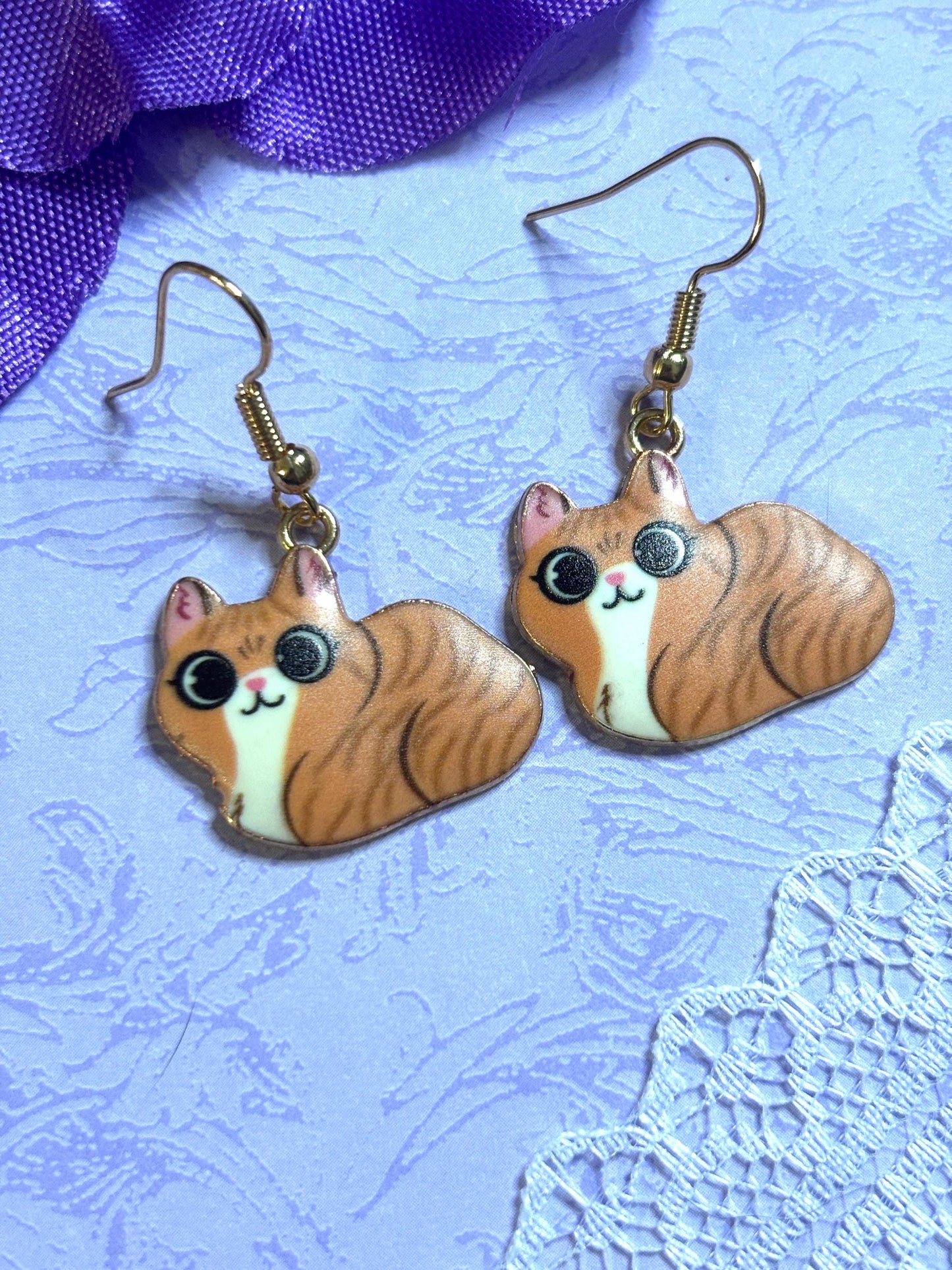 Cuddly Cat Earrings Enamel Cat Jewelry Gold Plated Lightweight Hypoallergenic Hooks Adorable Gift for Cat Lovers in Multiple Styles